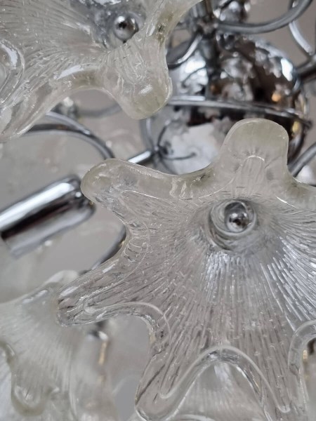 Venini Murano Sputnik glass flower Chandelier Veart Kroonluchter mid-century chroom bloemen Italy vintage 1960s-00004